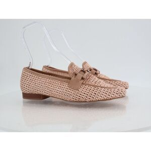 Steve Madden Womens Ryann Chain Loafers Beige Pink Rafia Square Toe Size 11